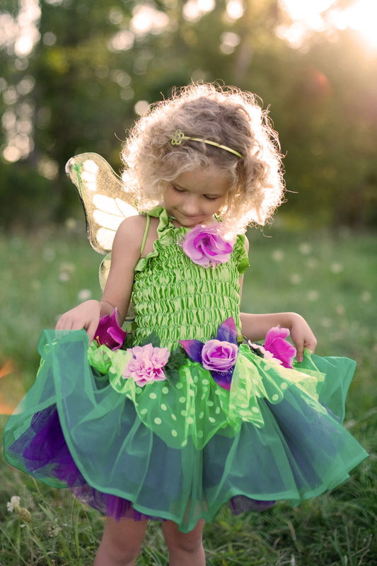 Green Fairy Blooms Deluxe Dress with Wings - Mr Good Times